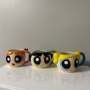 VINTAGE POWERPUFF GIRLS CERAMIC MUGS 3D BLOSSOM BUBBLES BUTTERCUP BRAND NEW